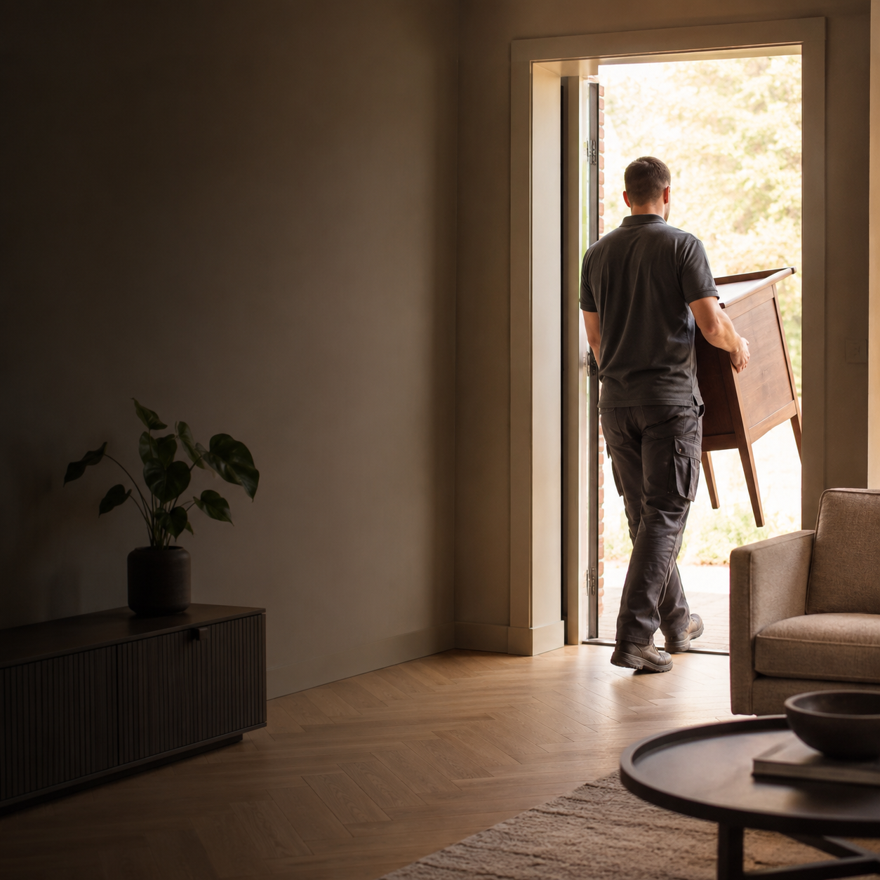 Persoonlijke aanpak van STUFFVIA tijdens een woningontruiming met zorgvuldige behandeling van meubels en inboedel.